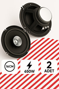 Sunask Sn-1697 650 Watt 16cm Araba Oto Hoparlör Paket İçeriği 2