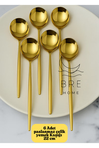 BRE HOME 6 adet paslanmaz çelik gold renk titanyum kaplama yemek
