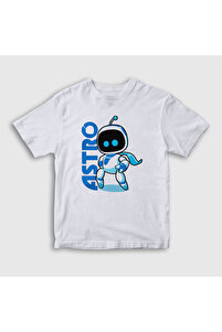 Presmono Unisex Çocuk Beyaz Oyun Kaptan Astro Bot T-Shirt 555378tt