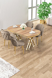 nishikyakkoオーダーページ Canisa Zae Serisi 90x168 Lak Panel Hazar Gold Ayak Masa Takımı 4