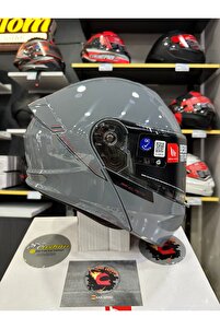 MT Genesis SV Solid A12 Parlak Gri Çene Açılır Motosiklet Kaskı