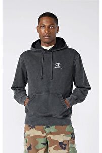 Champion Icons Plush Wash Hooded Sweatshirt Siyah Erkek Sweatshirt