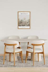 Seyvey Dizayn Sütun Ayaklı Oval MDFLAM Masa Traverten Görünümlü