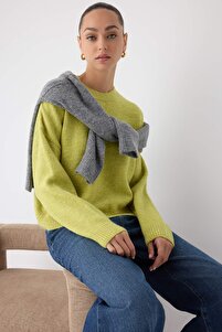 Trendyolmilla Wardrobe Essentials Yeşil Alpaka Yün Karışımlı