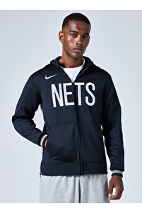 Nike Nba Brooklyn Nets Showtime Dri-Fit Full-Zip Men Black Hoodie