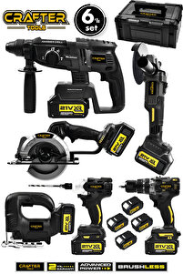 最強セット CRAFTERTOOLS Profesyonel 21 V Çelik Şanzuman Kömürsüz Motor 6'Lı