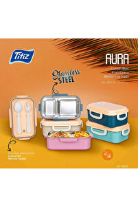 Titiz Plastik Titiz Aura Lunch Box Çelik Yemek Kabı İki Bölmeli