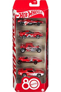 HOT WHEELS Mattel 80. yıldönümü 5 araba paketi, 1:64 ölçekli
