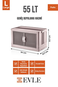 Evle Katlanabilir Modüler Dolap Tekli, 55 lt, 54 cm x 31,7 cm x 31