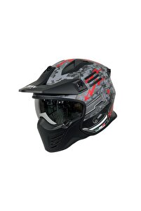 サイカスルンフィー 約150cm Sway - FS-X2 TROOPER FULLFACE KASK - SİYAH KIRMIZI GRİ - MEDİUM