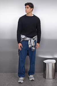 Trendyolmilla Man Siyah Casual Unisex Regular Fit Yünlü Bisiklet
