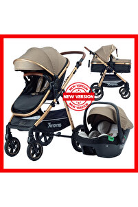 Yoyko Luxury i-Size Travel Sistem Bebek Arabası 3 in 1 Coffee Rose