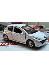WELLY Oyuncak Metal Model Araba 1/36 Çek Bırak Peugeot 207 Beyaz