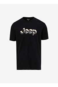 Jeep Bisiklet Yaka Baskılı Siyah Erkek T-Shirt J5SM-TST7308