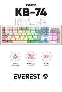 Everest KB-74 Oyuncu Klavyesi Sessiz Klavye Rainbow Aydınlatmalı Q