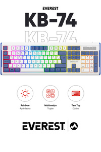 かえで Everest KB-74 Oyuncu Klavyesi Sessiz Klavye Rainbow Aydınlatmalı Q