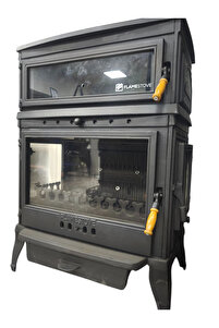 P.FSQ vp#5 （In Flames) flamestove FS-045-YKAK RETRO LÜX DİK FIRINLI ALTTAN KÜLLÜKLÜ PİK