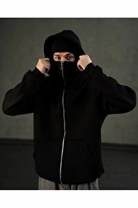 Gofeel Kar Maskeli Ninja Unisex Sweatshirt Hırka 3 İplik Kalın