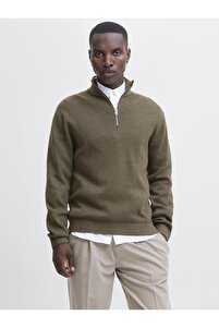 Jack & Jones JPRBLAMILANO STITCH KNIT HALF ZIP SN Stone Gray