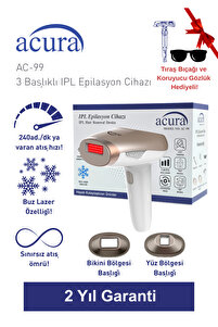 Acura AC-99 Ultra Hızlı, 2 Başlıklı Sınırsız Atışlı Buz Lazer IPL