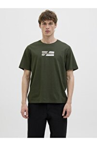 Jack & Jones Erkek Yeşil Jjcorp Graphic Tee Ss O-neck Ln T-shirt