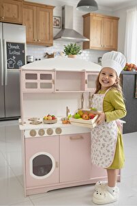 HOBBY HOUSE BEBEK PEMBE AHŞAP OYUNCAK ÇOCUK MUTFAK SETİ - Fiyatı