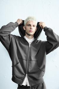 Pull & Bear Yıkanmış fermuarlı kapüşonlu sweatshirt - Fiyatı