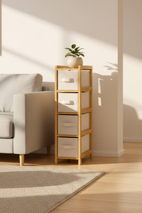 Digithome Bambu Slim 4 Çekmeceli Dolap Organizer Çok Amaçlı