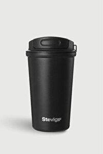 Stevig 4 Work Flip Open Coffee Mug Çelik Termos 400 ML Black ST