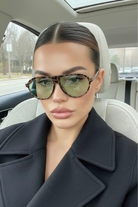 REN EYEWEAR Sepia Air Unisex Leopard Green Lens Pilot Sunglasses