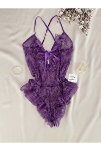 Penthouse Sexy lingerie set, dress and thong panties, Premium fabric,  38-40, M-L, Pale pink- Trendyol