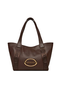 Love Moschino Kadın Metal Logo Fermuar Kapama Deri Kısa Kulp