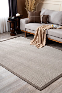 Koza Halı Koza Hayad Sisalo Bordure Krem Kahve Halı Kahve Bordür