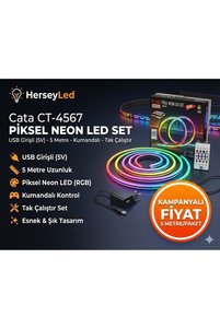 Cata CT-4567 Piksel Neon LED USB Girişli 5V 5 Metre Kumandalı