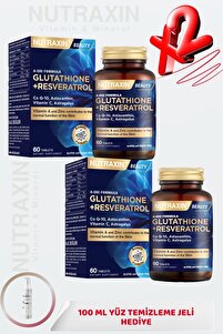 nutraxin glutathione resveratrol A-Oxi Formula Glutathione+Resveratrol 60 Tablet ( X2 ) + 100 ML Yüz Yıkama Jeli HEDİYE Pack:3 x 10 Capsules intravenous amino acids Glow from the inside