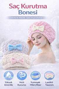 Ekostem Saç Kurutma Bonesi - Mikrofiber Örgü Dokulu Saç Bonesi