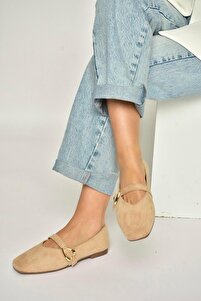 Fox Shoes Y726632602 Ten Süet Kalp Toka Detaylı Kadın Babet