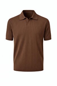 Plus Scorpion Erkek Polo Yaka Slim Fit Triko Tişört Dikey Çizgili