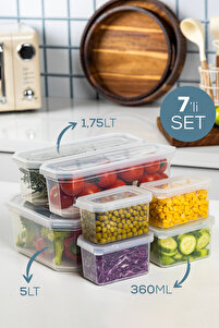 Vienev 7'li Süzgeçli Saklama Kabı Seti | 1x5lt - 2x1,75lt