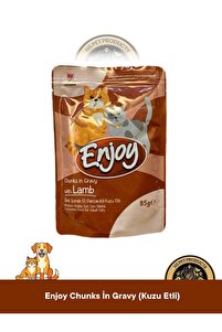 Enjoy Pouch Sos İçinde Et Parçacıklı Kuzu Etli Yaş Kedi Maması 85