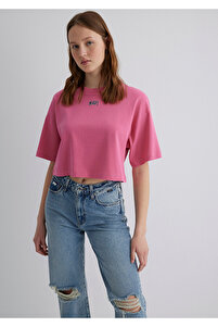 Mavi Logo Baskılı Pembe Crop Tişört Crop / Kısa Kesim 1611585