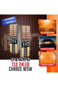 MeyZone T10 Led Dipsiz W5w Canbus 24 Ledli Turuncu Park Plaka