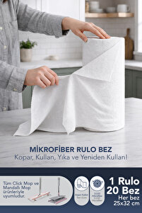 Lavine (20'li Rulo) %100 Mikrofiber Temizlik Bezi 25x32 Büyük Ebat