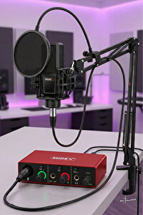 Midex Mx2020-glx-500 Pro Ses Kartı Ve Condenser Mikrofon Stand