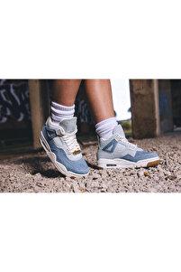 Nike Jordan Air 4 Retro TEX Denim Worn Blue Women's Bulvar Spor