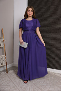 sachin and babi light blue dress Zuhair Murad Purple Silk Crystal-Embellished Gown