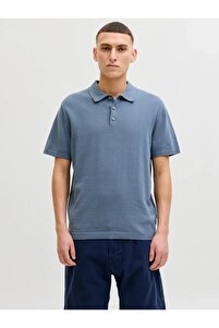 Jack & Jones Erkek Mavi Jjwıll Knıt Polo Ss Polo Tişört 12288552