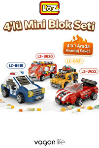 Vagonlife Loz Micro Block 4'lü Araç Seti 4 Farklı Model Dekoratif