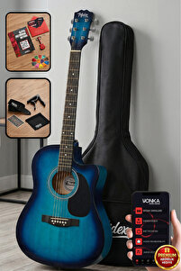 Midex RG-540BL Kesik Kasa Mavi 40 İnç Akustik Gitar Seti 4/4