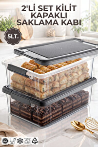 Nandy Home 2'li Set 5Lt. Decobox Çok Amaçlı Saklama Kabı - Piknik